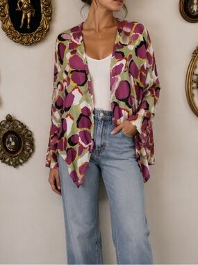 Save the Queen Italy Abstract Colorful Viscose Cardigan‎ Size S
